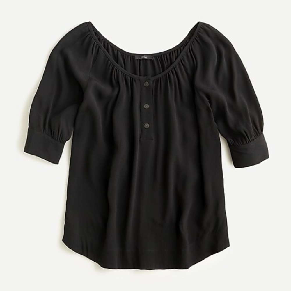 J. Crew Woman Black Short Sleeve Blouse Size Medium/Large